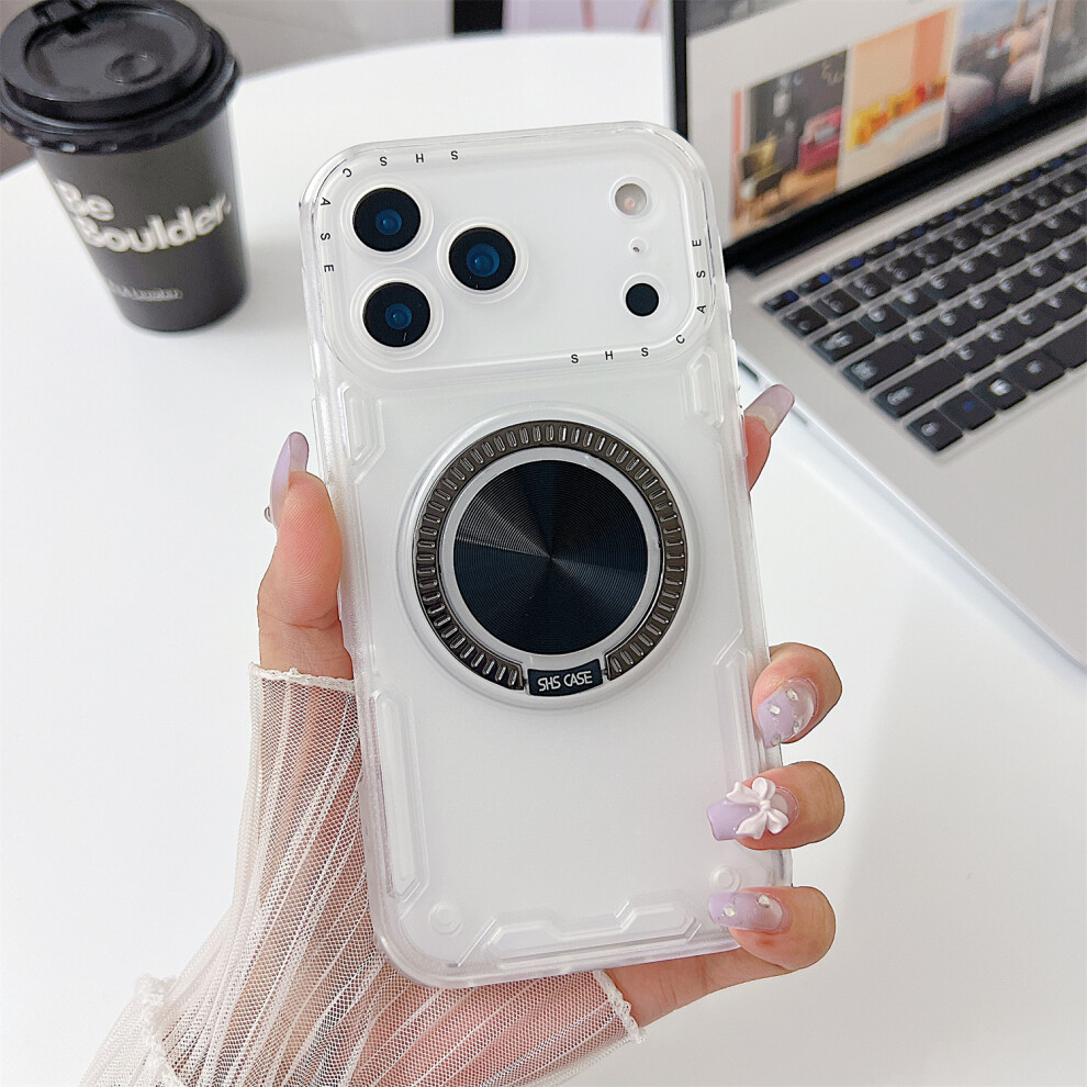 (Iphone 17 Pro, ) For Iphone 17 Pro Case Ring Kickstand Pc+Tpu Translucent Phone Back Cover White 6914288145763