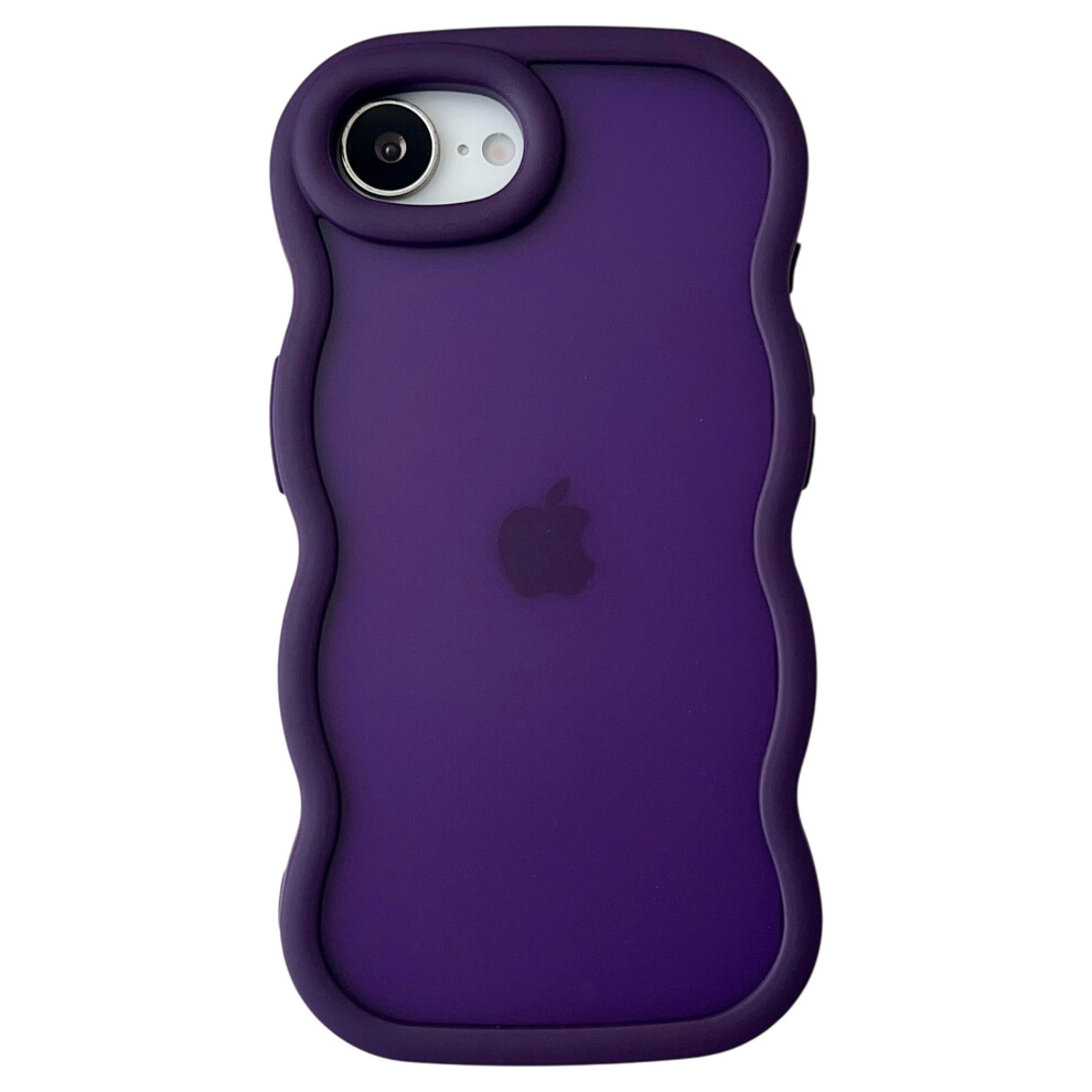 (Iphone 16E, ) For Iphone 16E Case Curly Wave Frame Tpu+Pc Skin-Touch Translucent Phone Cover Purple 6914281372166