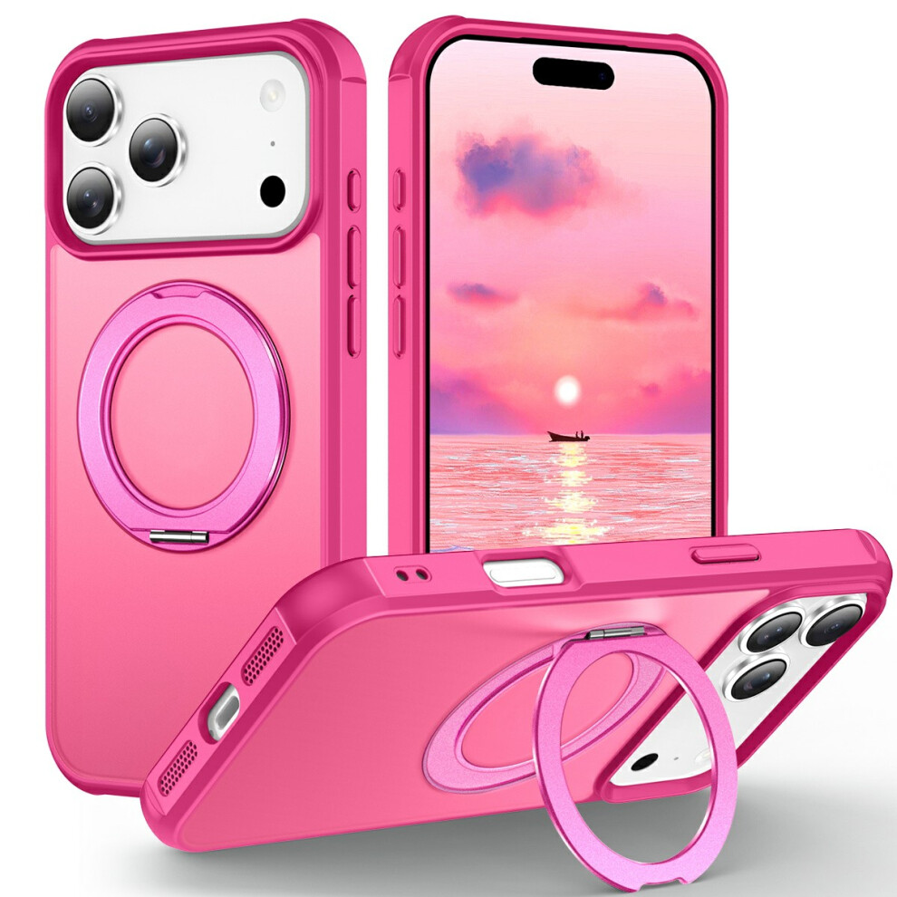 (Iphone 17 Pro, Rose) For Iphone 17 Pro Case Magnetic Kickstand Tpu+Pc Shockproof Hybrid Phone Cover 6914280731896