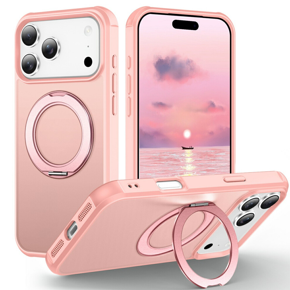 (Iphone 17 Pro Max, ) For Iphone 17 Pro Max Case Magnetic Kickstand Tpu+Pc Shockproof Hybrid Phone Cover Pink 6914285504297
