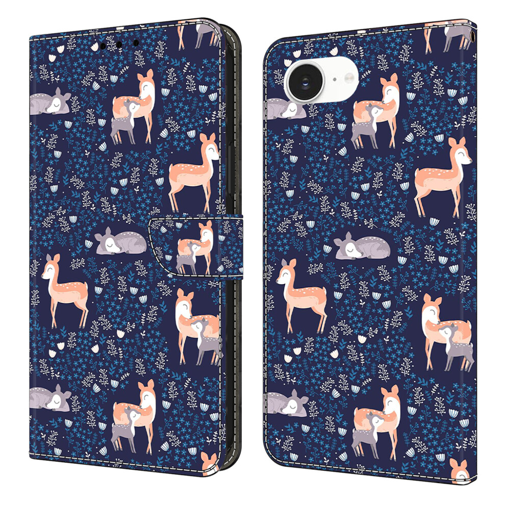 (Iphone 16E, Sika Deer) For Iphone 16E Wallet Case Pattern Printing Pu Leather Flip Stand Phone Cover 6914283971954