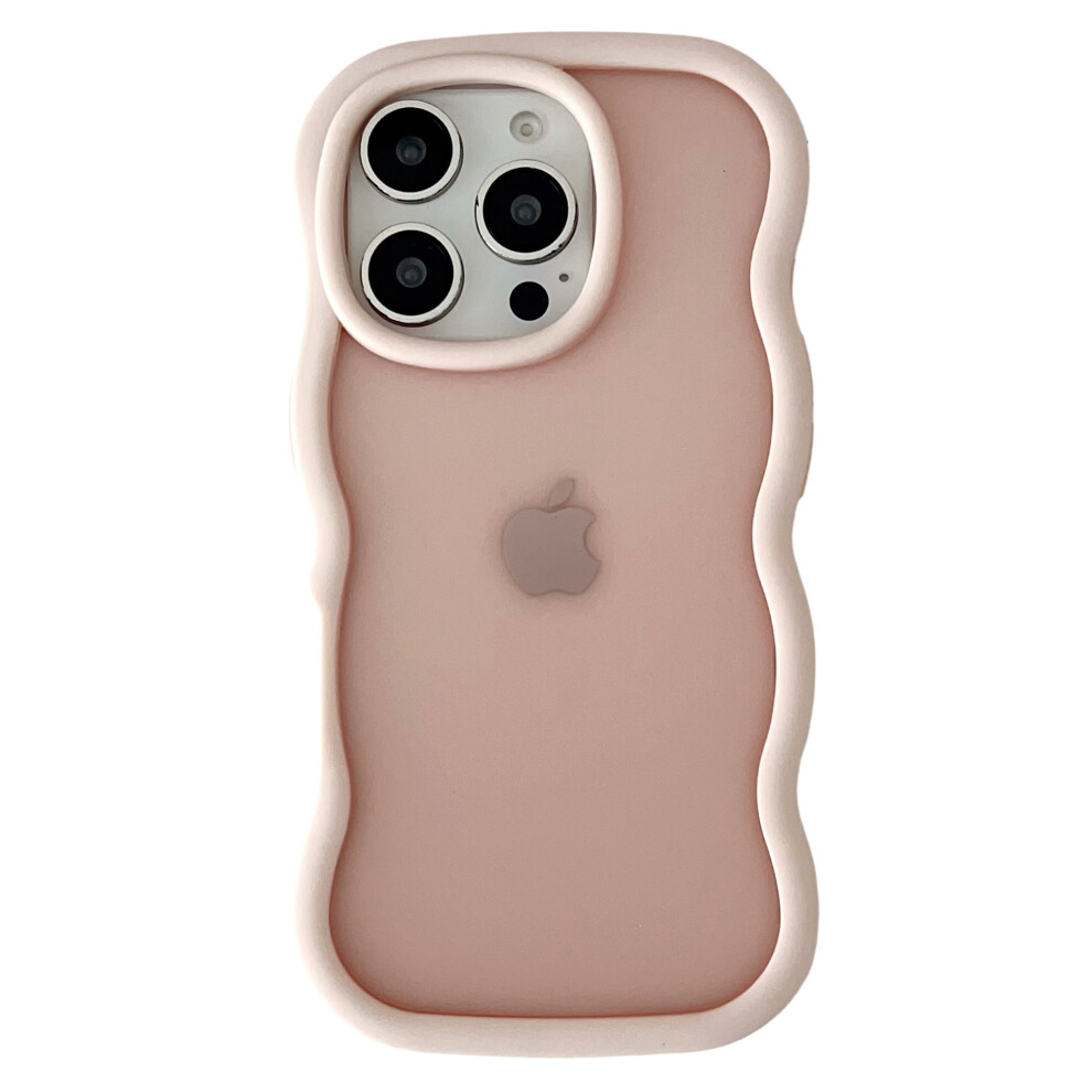(Iphone 16 Pro, ) For Iphone 16 Pro Case Curly Wave Frame Tpu+Pc Skin-Touch Translucent Phone Cover Pink 6914289278927