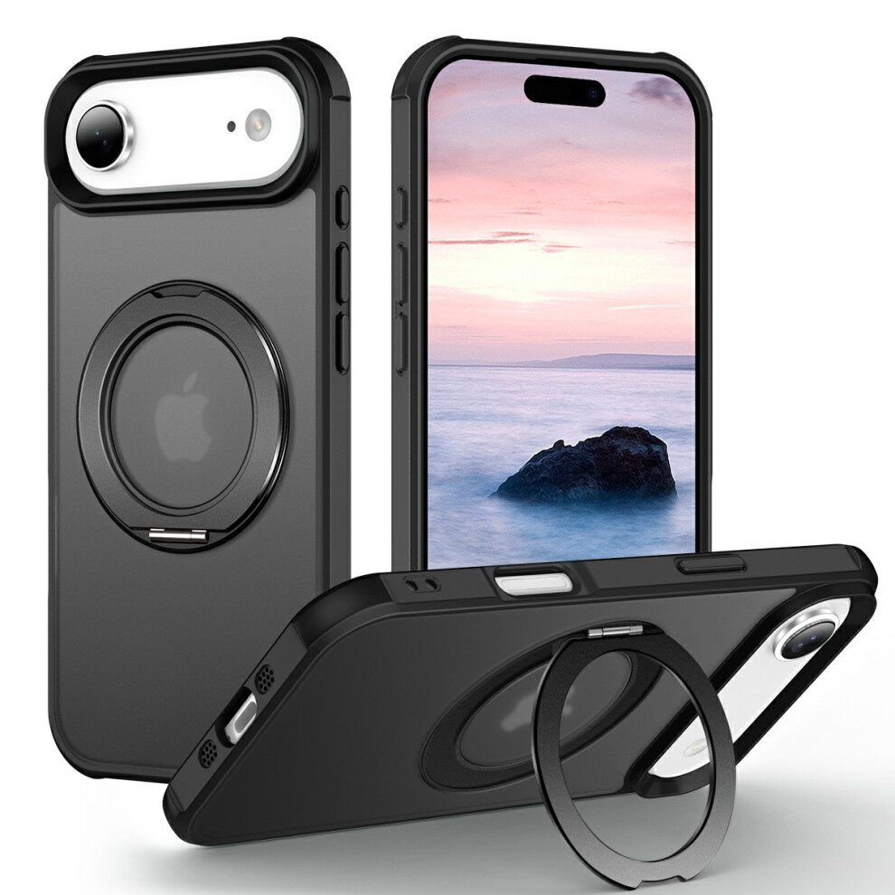 (Iphone Air, ) For Iphone Air Case Magnetic Kickstand Tpu+Pc Shockproof Hybrid Phone Cover Black 6914289598414