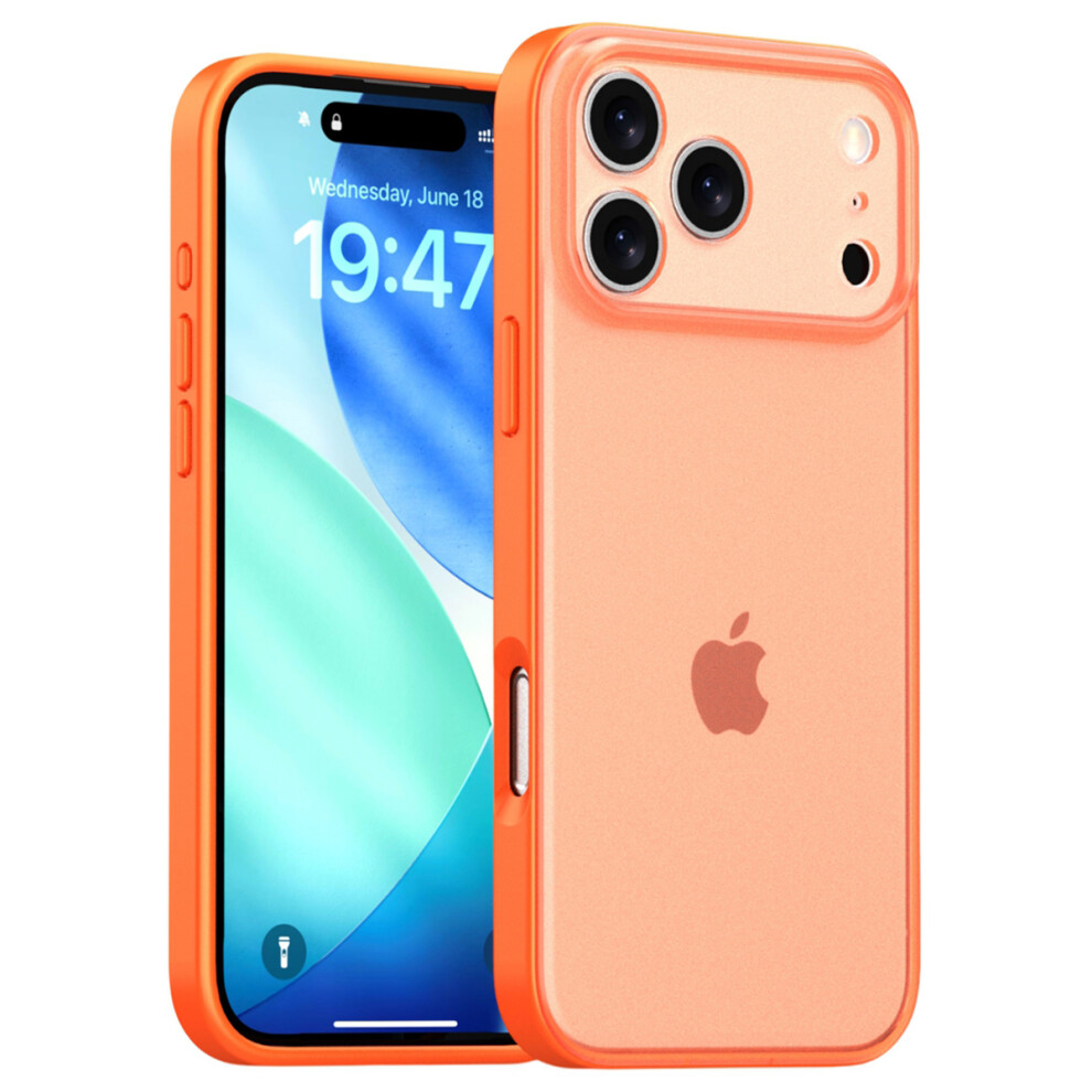 (iPhone 17 Pro Max, Orange) For iPhone 17 Pro Max Case Skin Feel Frosted PC+TPU Protective Phone Cover