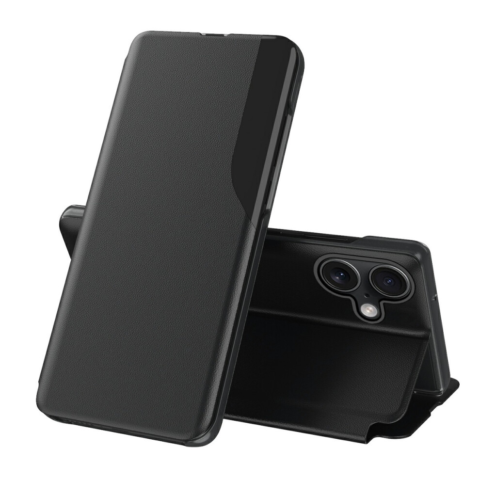 (Iphone 17, ) Amorus For Iphone 17 Case Folio Flip Stand Pu Leather Phone Cover Black 6914286603173