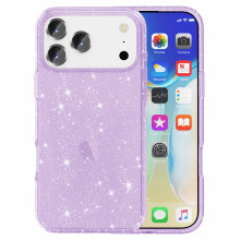 (iPhone 17 Pro, Glitter Purple) AMORUS For iPhone 17 Pro Case Soft TPU Hard PC Back Shockproof Phone Cover