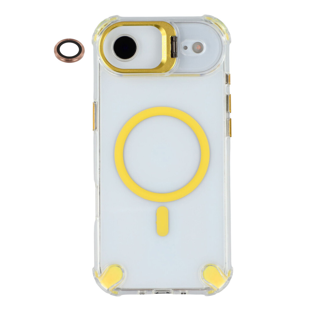 (Iphone Air, ) For Iphone Air Magnetic Clear Case Shockproof Hybrid Phone Shell With Camera Lens Frame Kickstand Gold 6914285469695