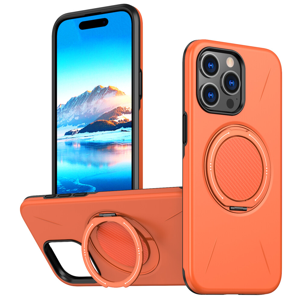 (Iphone 15 Pro, ) For Iphone 15 Pro Magnetic Case Rotating Kickstand Tpu+Pc Phone Cover Orange 6914281632222