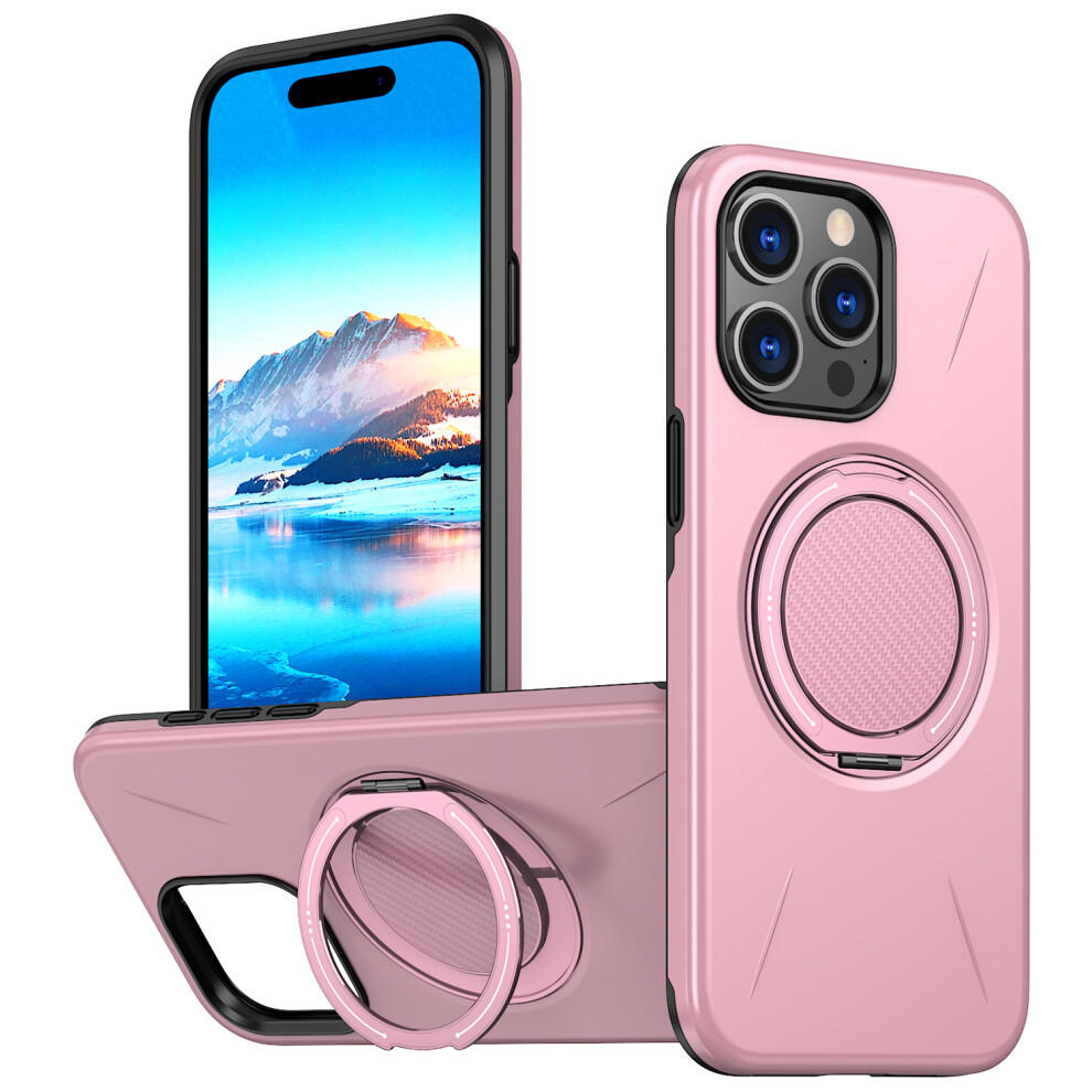 (Iphone 15 Pro, ) For Iphone 15 Pro Magnetic Case Rotating Kickstand Tpu+Pc Phone Cover Pink 6914287938847