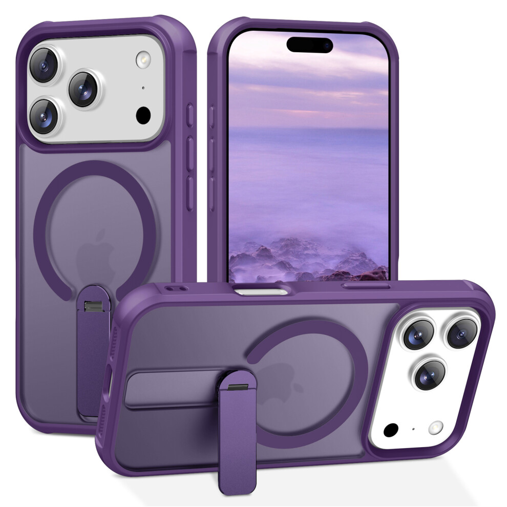(Iphone 17 Pro, ) For Iphone 17 Pro Case Compatible With Magsafe Kickstand Tpu+Pc Drop Protection Phone Cover Purple 6914287185272