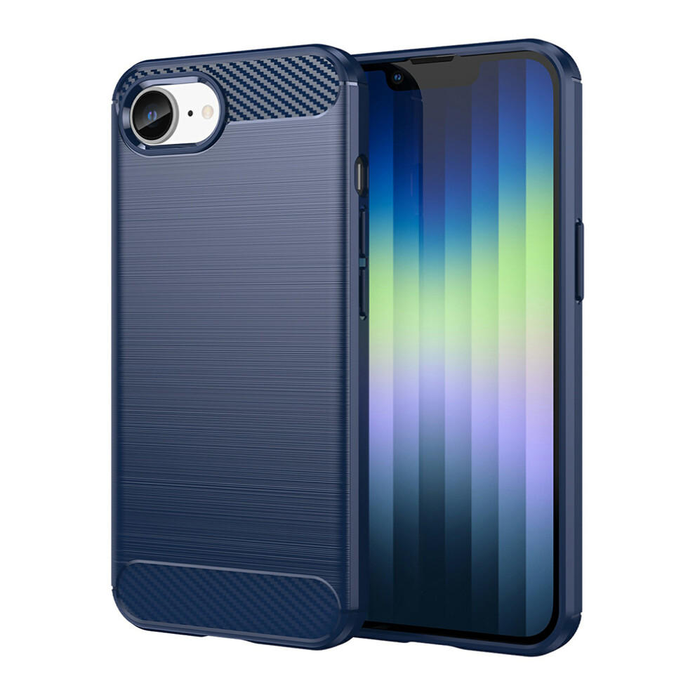 (Iphone 16E, ) Amorus For Iphone 16E Case Carbon Fiber Texture Brushed Protective Phone Cover Blue 6914285701184