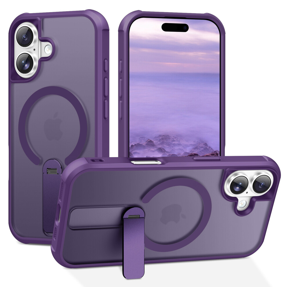 (Iphone 17, ) For Iphone 17 Case Compatible With Magsafe Kickstand Tpu+Pc Drop Protection Phone Cover Purple 6914286628862