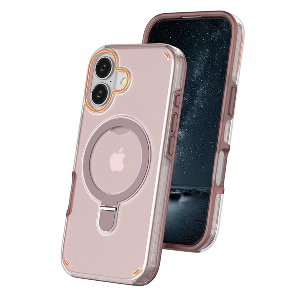 (Iphone 17, ) For Iphone 17 Magnetic Case With Kickstand Tpu+Pc Shockproof Phone Cover Pink 6914285886546