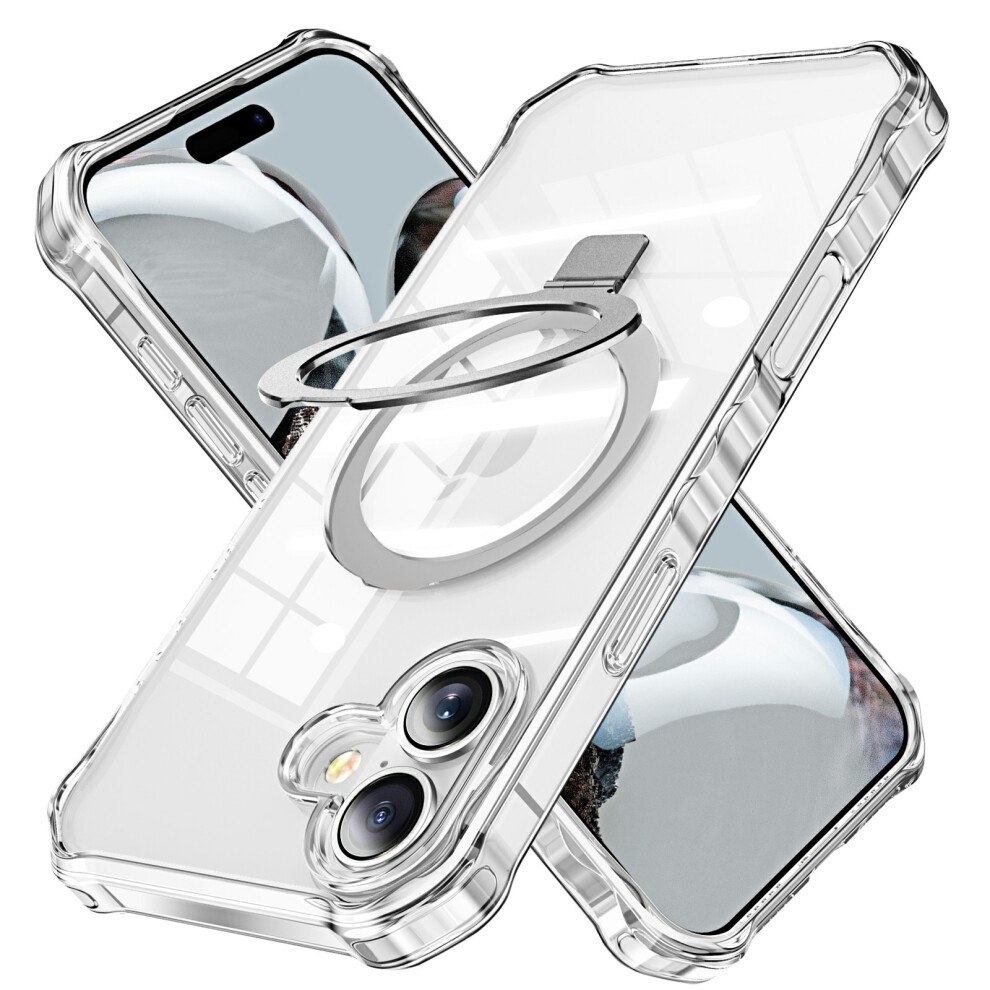 (Iphone 17, Transparent) For Iphone 17 Case Compatible With Magsafe Matte Kickstand Hybrid Phone Cover Small Wavy Edge 6914289130515