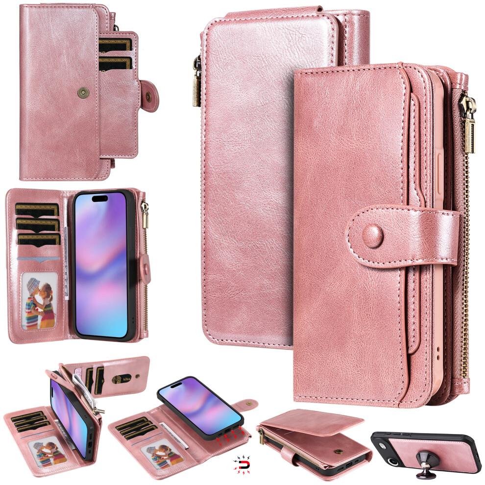 (Iphone Air, Rose ) For Iphone Air Phone Case Pu Leather Zipper Wallet Detachable Cover Gold 6914280347431