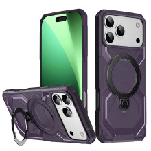 (iPhone 17 Pro Max, Dark Purple) For iPhone 17 Pro Max Case Compatible with MagSafe Kickstand TPU+PC Phone Cover