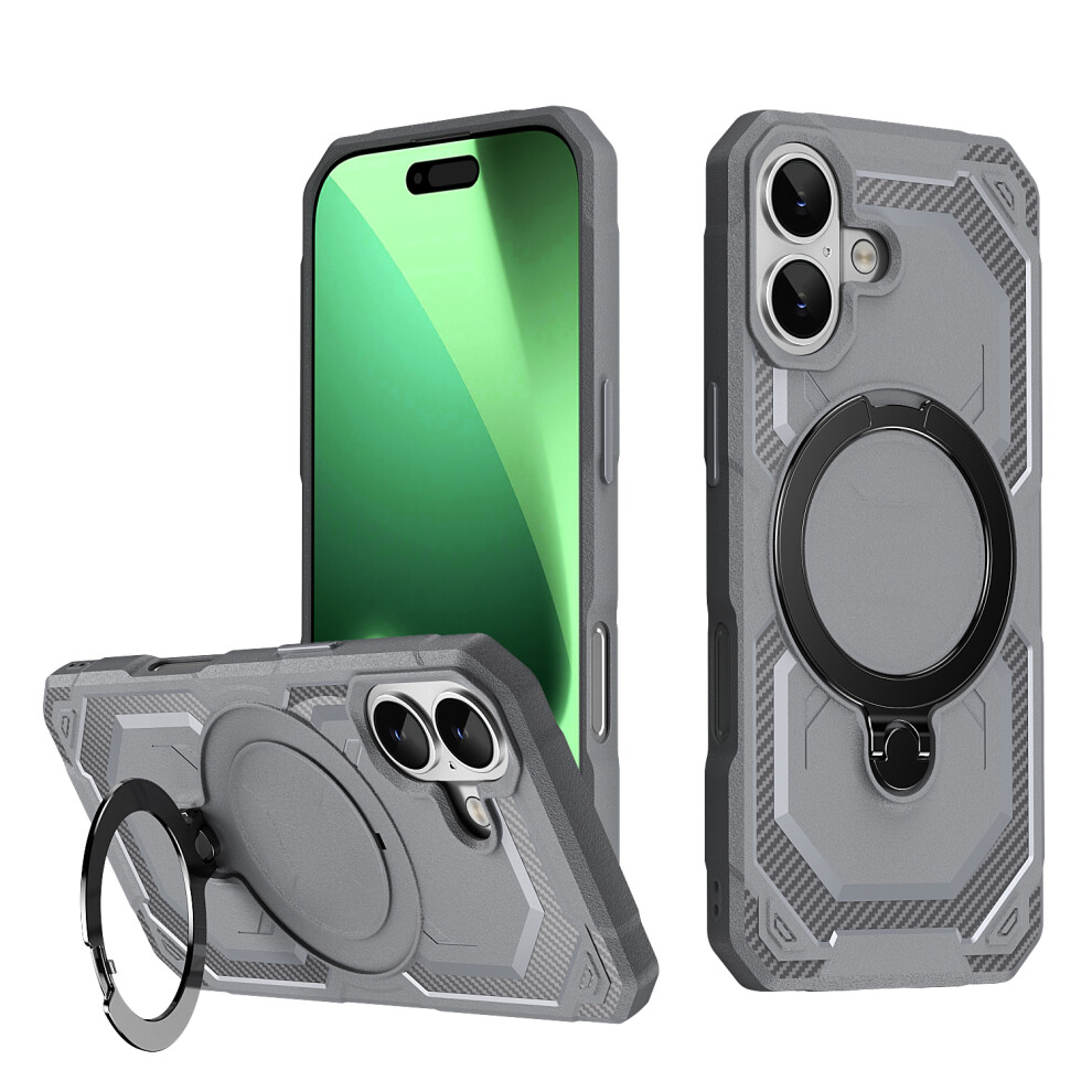 (Iphone 17, ) For Iphone 17 Case Compatible With Magsafe Kickstand Tpu+Pc Phone Cover Grey 6914283024797