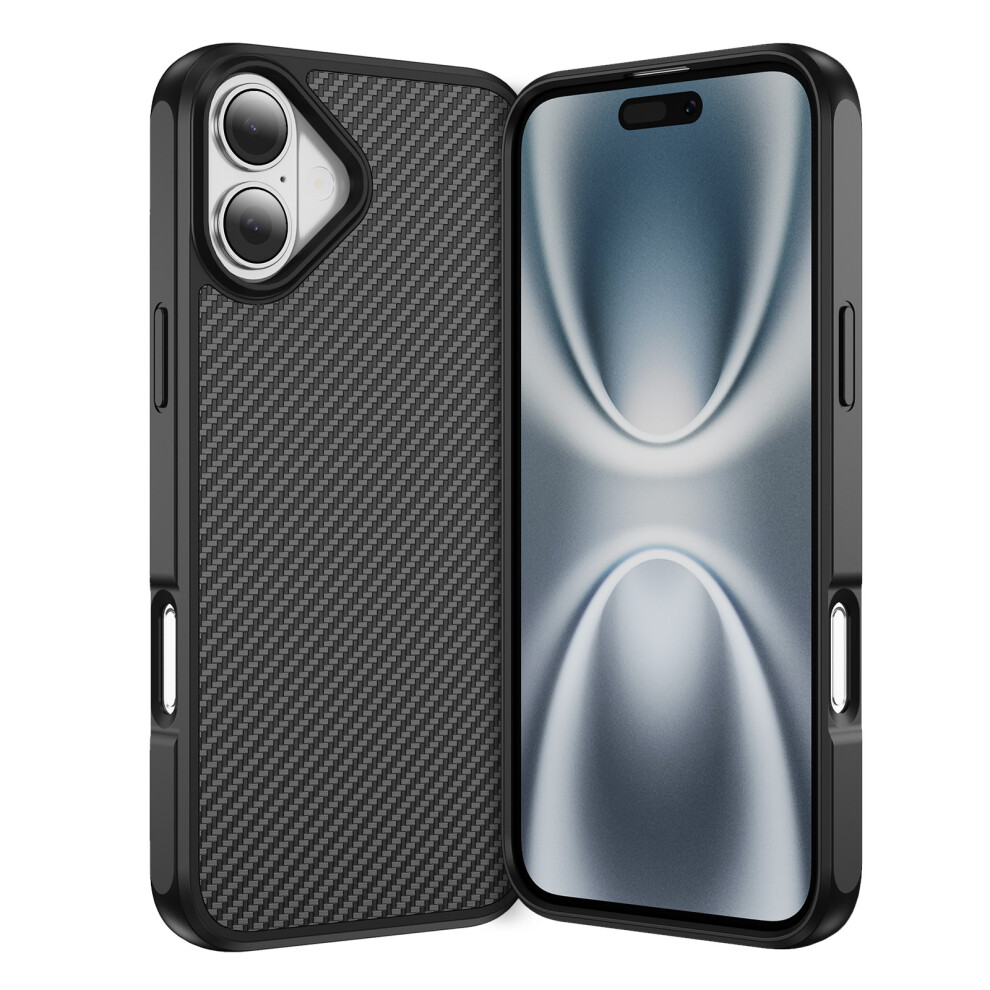 (Iphone 17, ) For Iphone 17 Case Carbon Fiber Texture Pc+Tpu Phone Cover Compatible With Magsafe Black 6914287782990