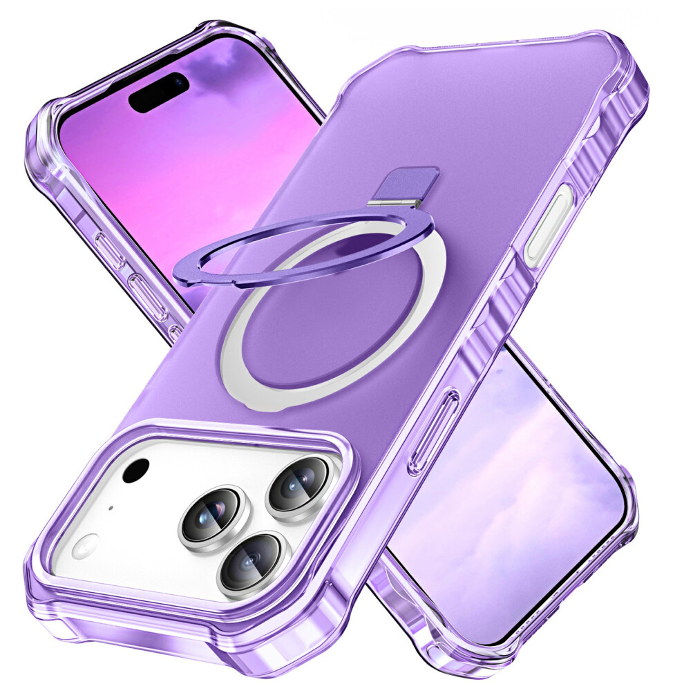 (Iphone 17 Pro, ) For Iphone 17 Pro Case Compatible With Magsafe Matte Kickstand Hybrid Phone Cover Small Wavy Edge Purple 6914284239930