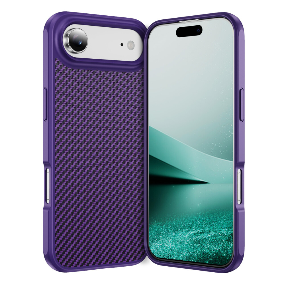 (Iphone Air, ) For Iphone Air Case Carbon Fiber Texture Pc+Tpu Phone Cover Compatible With Magsafe Purple 6914283879298