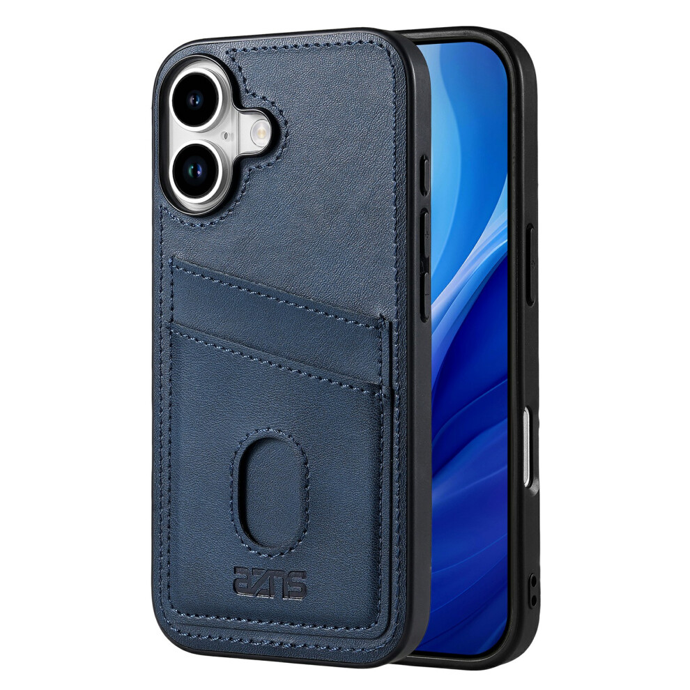 (Iphone 17, ) Azns K1 Series For Iphone 17 Case Calf Texture Anti-Drop Pu+Tpu Phone Cover Blue 6914282508335