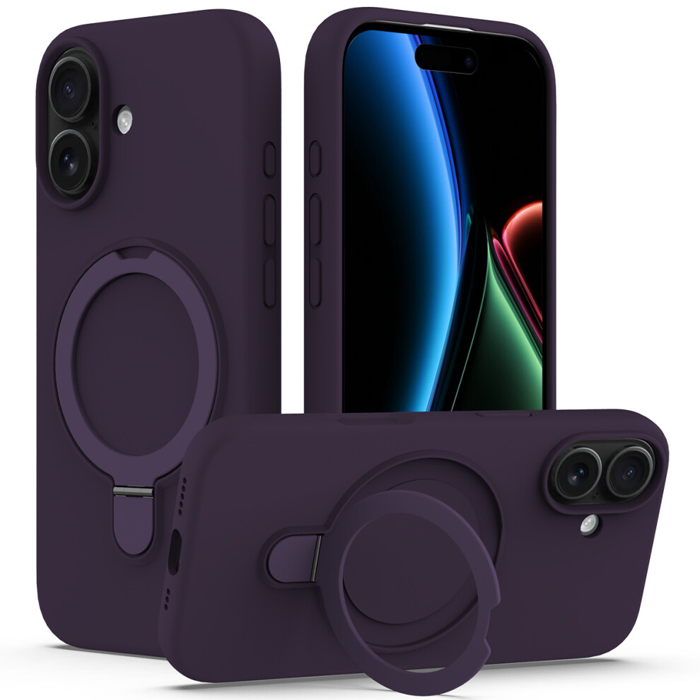 (Iphone 17, Dark ) For Iphone 17 Case Compatible With Magsafe Kickstand Pc+Silicone Phone Cover Purple 6914287908710