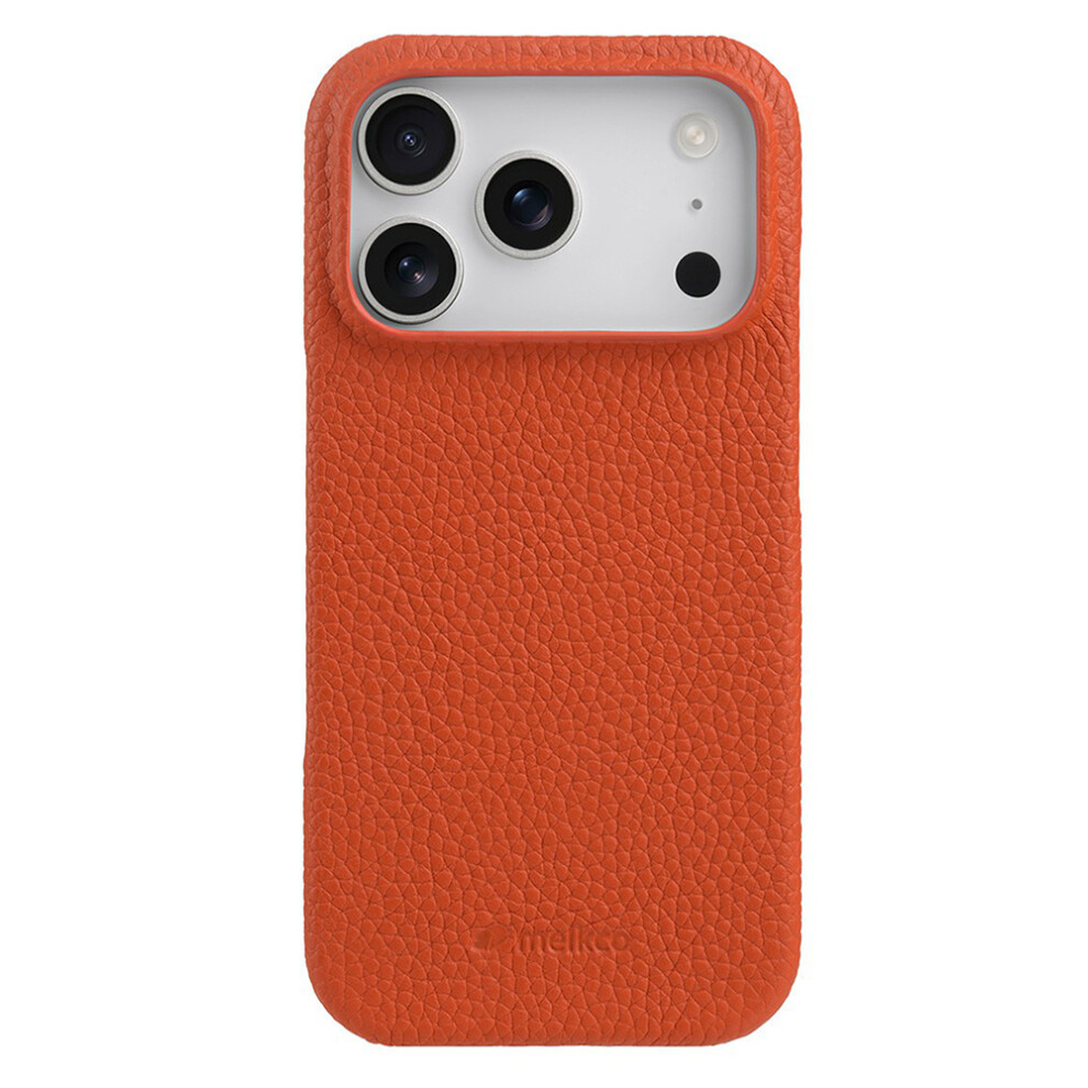 (Iphone 17 Pro Max, ) Melkco For Iphone 17 Pro Max Case Genuine Cow Leather Pc Phone Cover Compatible With Magsafe Orange 6914289593495