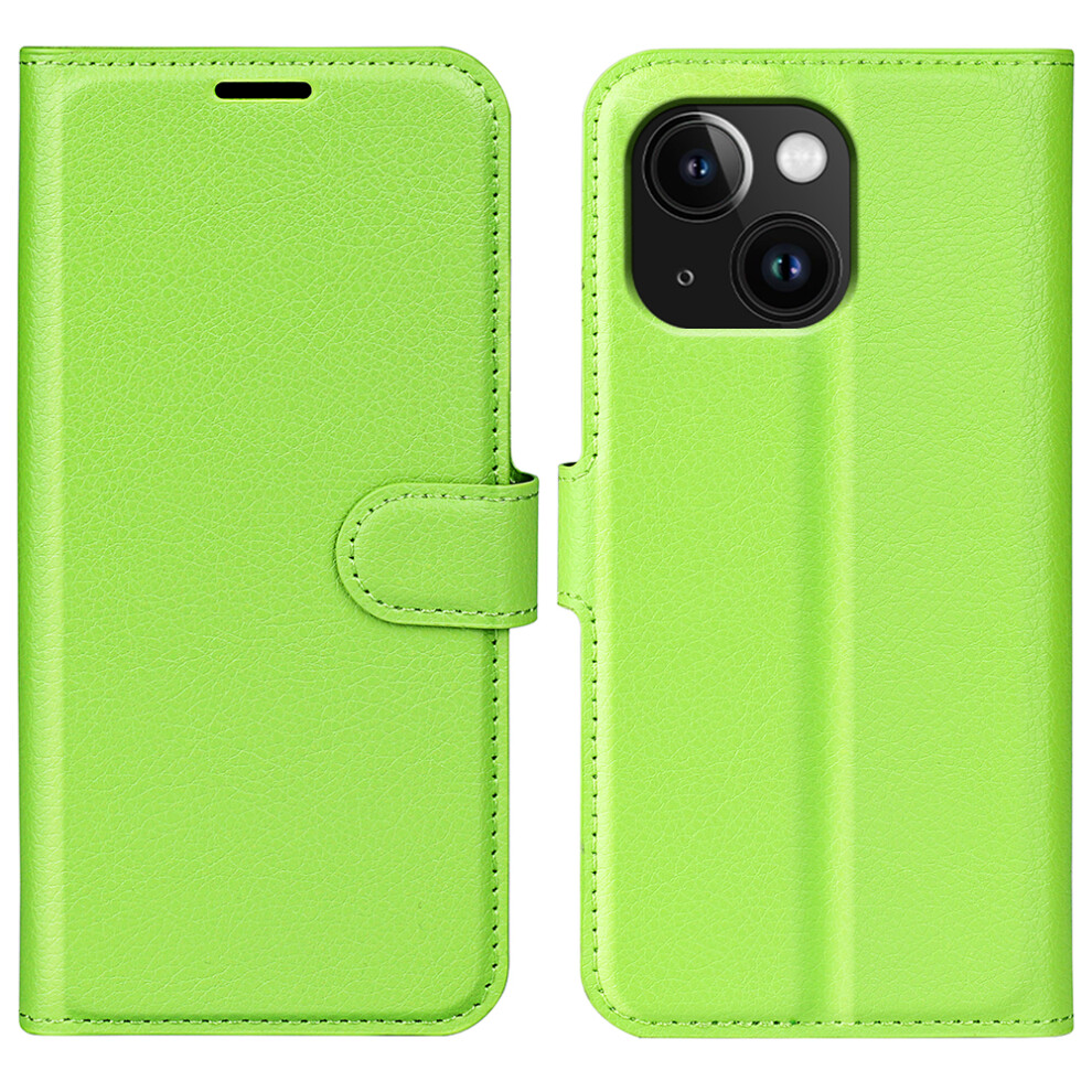 (Iphone 15, ) Amorus For Iphone 15 Wallet Case Litchi Texture Shockproof Leather Flip Stand Phone Cover Green 6914285337871