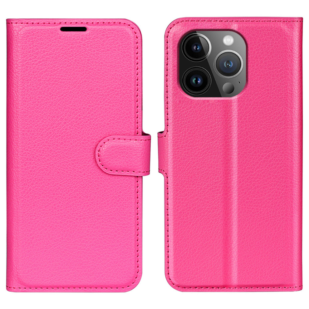 (Iphone 15 Pro, Rose) Amorus For Iphone 15 Pro Wallet Case Litchi Texture Shockproof Leather Flip Stand Phone Cover 6914283602582
