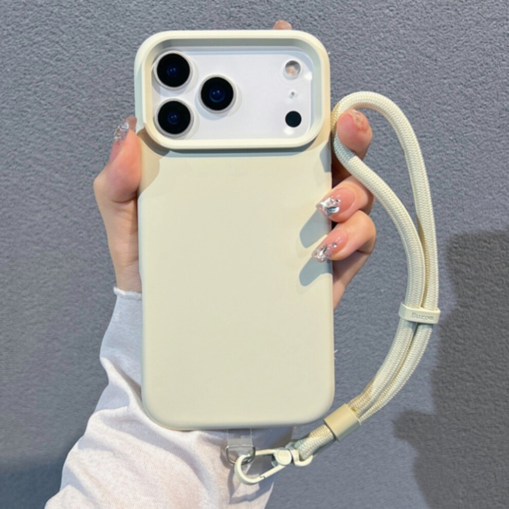 (Iphone 17 Pro Max, Antique ) For Iphone 17 Pro Max Case Soft Microfiber Lining Liquid Silicone+Pc Phone Cover With Wrist Strap White 6914285393273