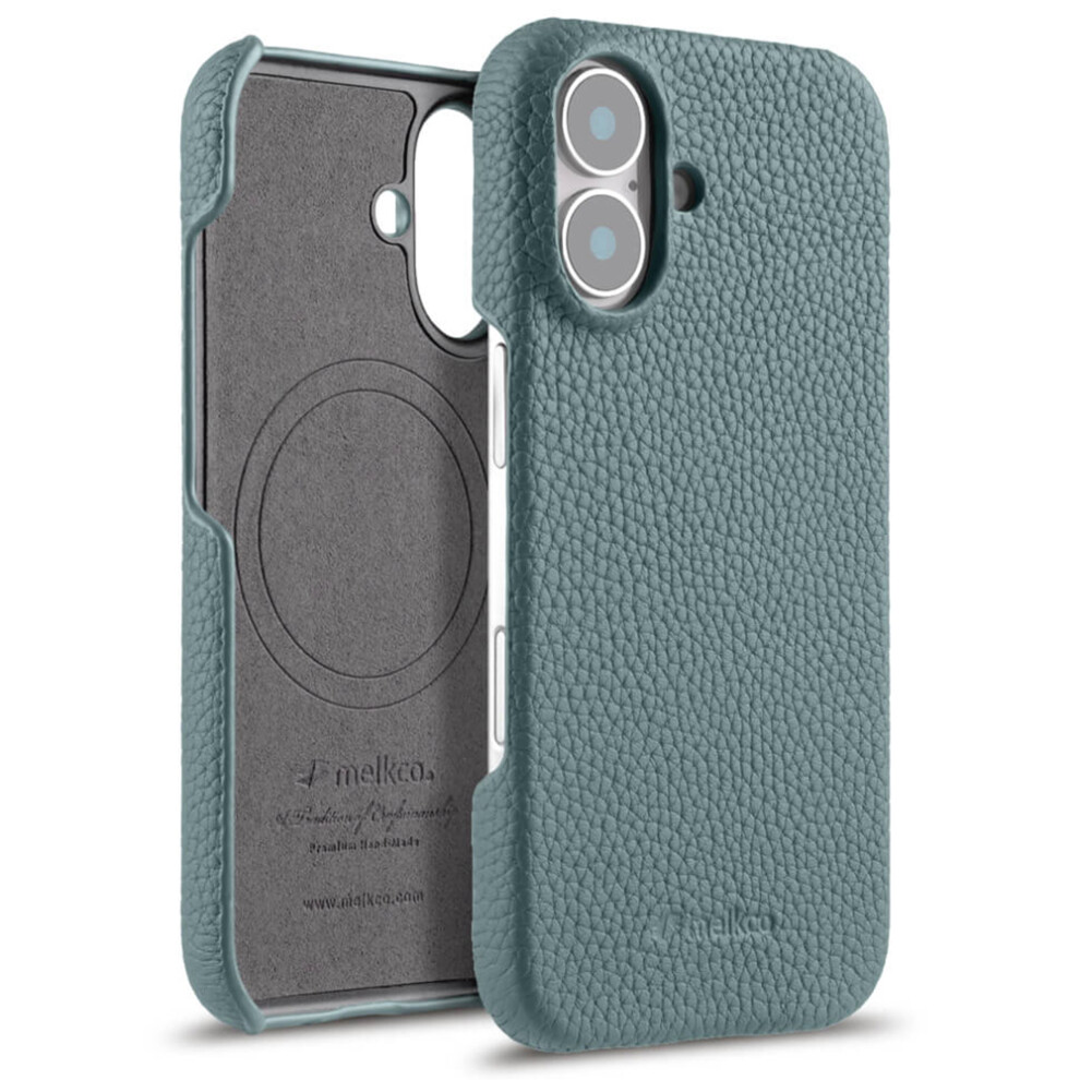 (Iphone 17, ) Melkco For Iphone 17 Case Genuine Cow Leather Pc Phone Cover Compatible With Magsafe Blue 6914283953707