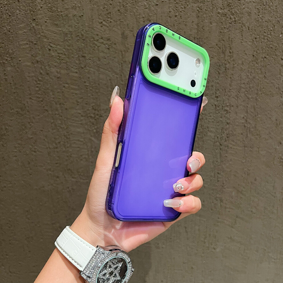 (Iphone 17 Pro, ) For Iphone 17 Pro Case Clear Contrasting Colors Shockproof Tpu Phone Back Cover Purple 6914289988734