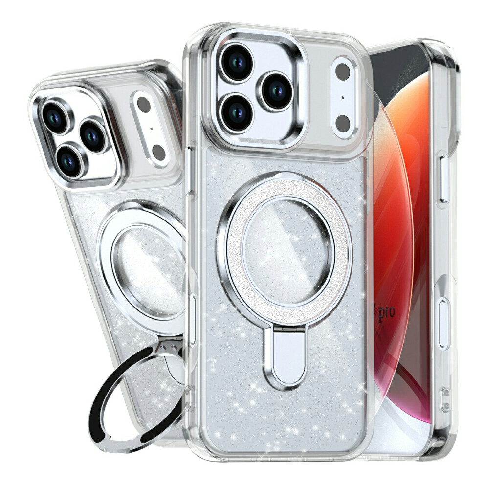 (Iphone 17 Pro, Transparent) For Iphone 17 Pro Case Glitter Design Tpu+Pc Kickstand Phone Protector 6914286990105