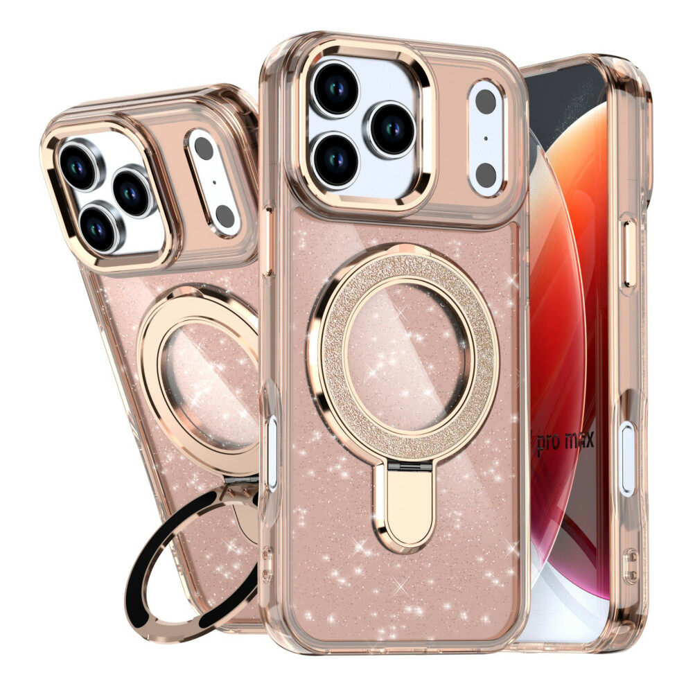 (Iphone 17 Pro Max, Desert ) For Iphone 17 Pro Max Case Glitter Design Tpu+Pc Kickstand Phone Protector Gold 6914280320687