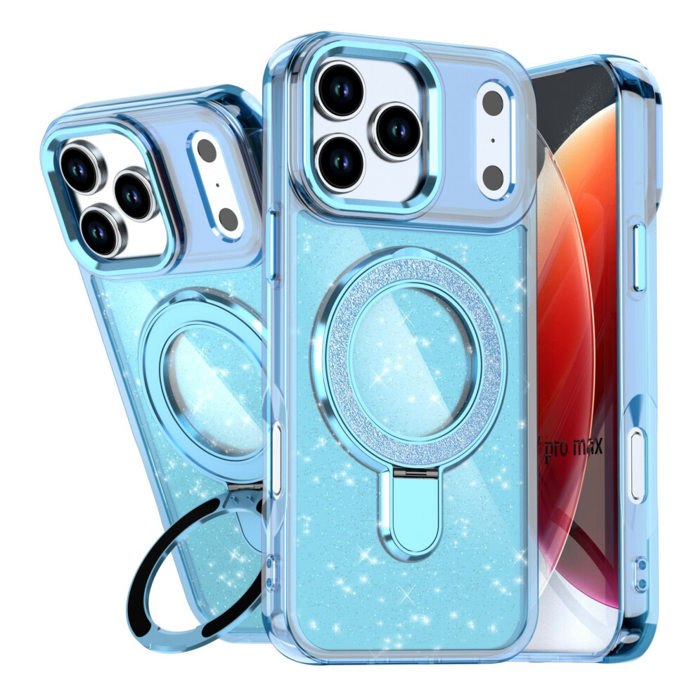 (Iphone 17 Pro Max, ) For Iphone 17 Pro Max Case Glitter Design Tpu+Pc Kickstand Phone Protector Blue 6914287006966