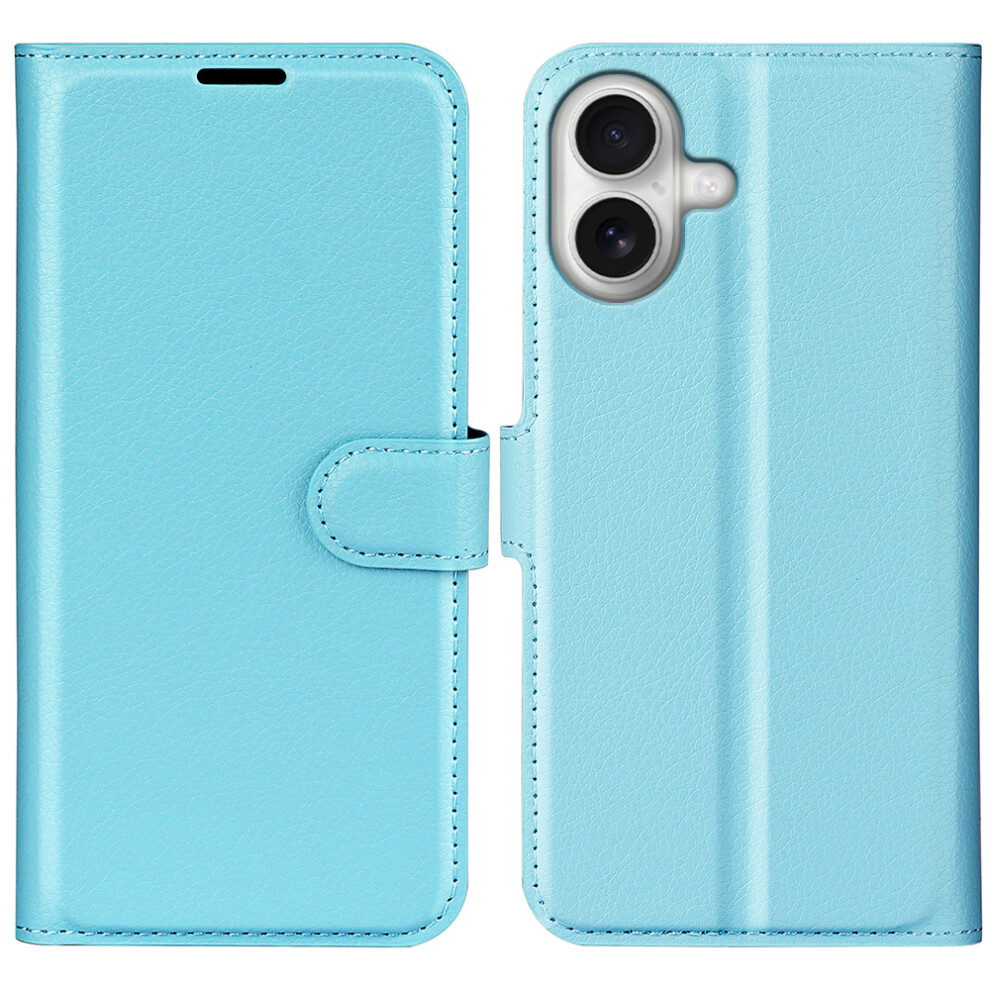 (Iphone 17, ) Amorus For Iphone 17 Wallet Case Litchi Texture Shockproof Leather Flip Stand Phone Cover Blue 6914284780258