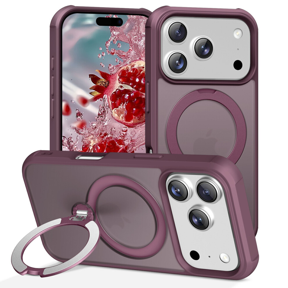 (Iphone 17 Pro Max, Wine ) For Iphone 17 Pro Max Case Compatible With Magsafe Kickstand Tpu Pc Shockproof Phone Back Cover Red 6914280719085