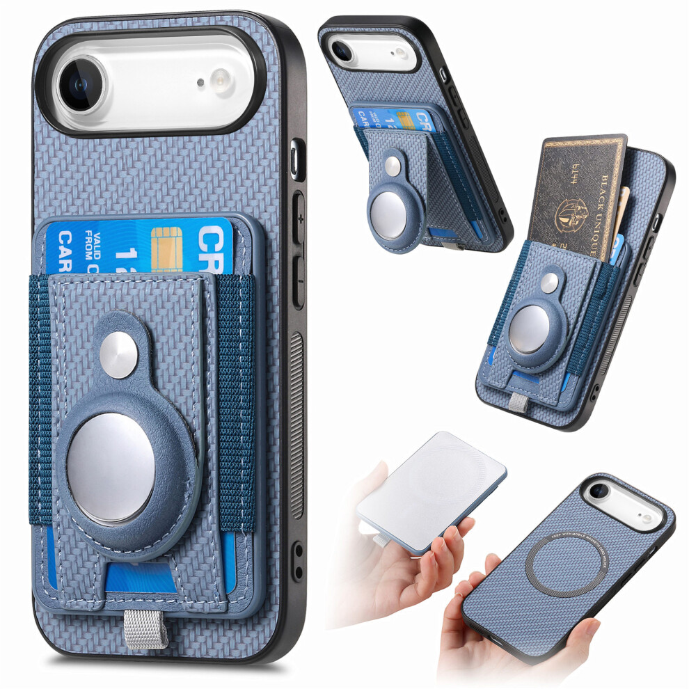 (Iphone Air, ) For Iphone Air Detachable Case Compatible With Magsafe With Airtag Holder Card Holder Kickstand Blue 6914286880642