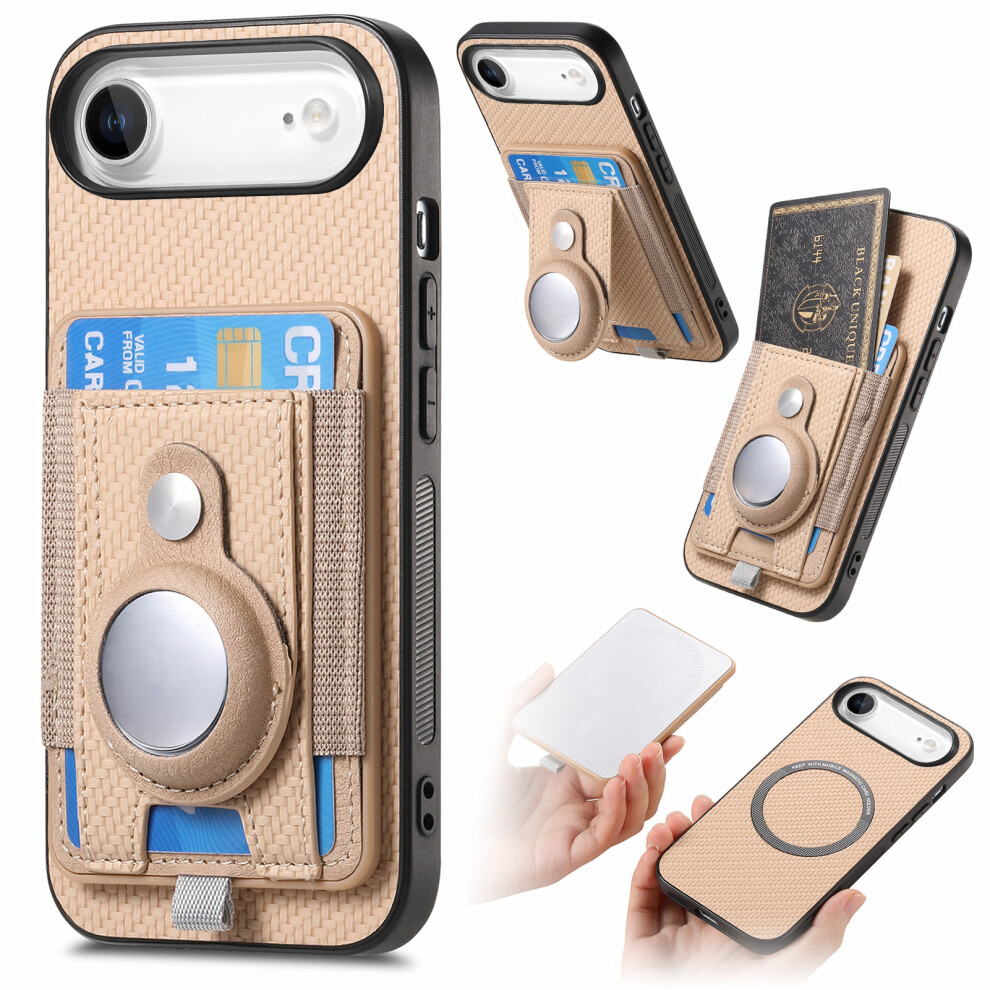 (Iphone Air, Apricot) For Iphone Air Detachable Case Compatible With Magsafe With Airtag Holder Card Holder Kickstand 6914284122164