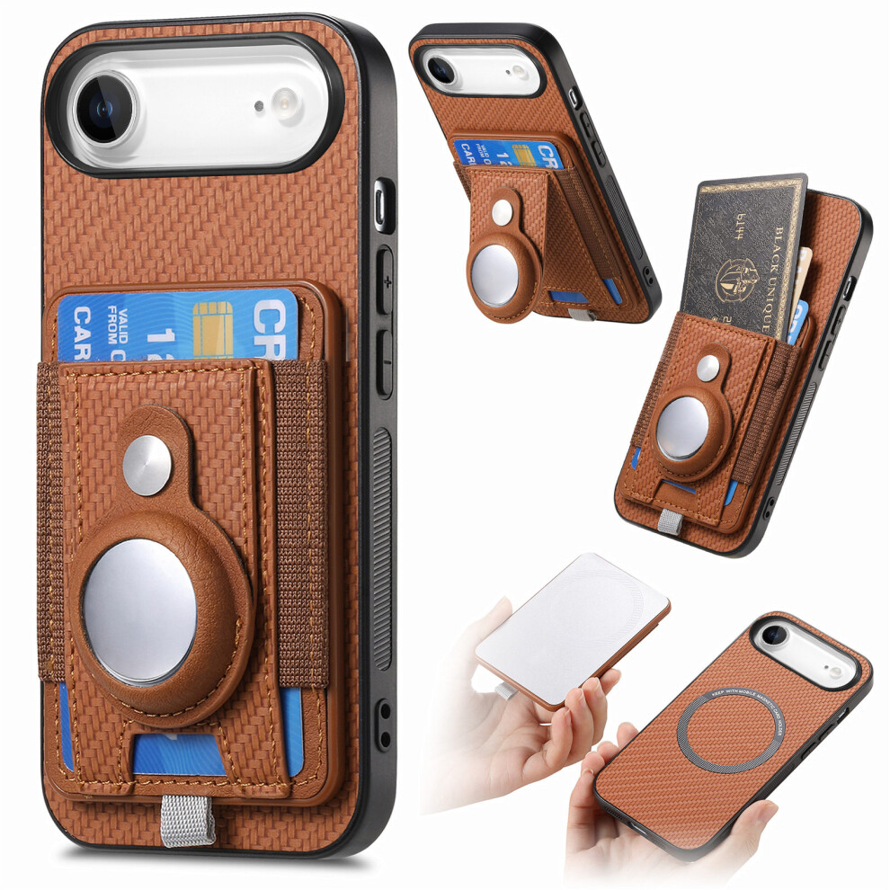 (Iphone Air, ) For Iphone Air Detachable Case Compatible With Magsafe With Airtag Holder Card Holder Kickstand Brown 6914289704549