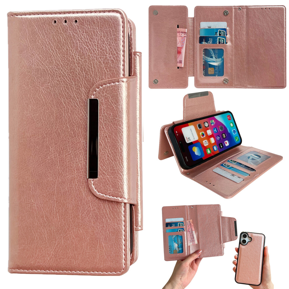 (Iphone 17, Rose ) For Iphone 17 Case Detachable 2 In 1 Magnetic Closure Pu Leather Wallet Phone Case Gold 6914287506848