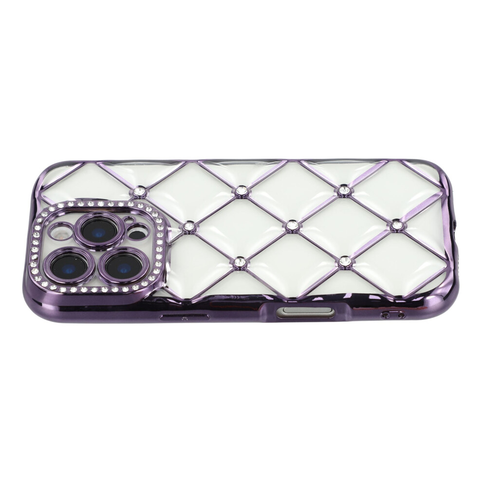 (Iphone 16 Pro Max, ) For Iphone 16 Pro Max Case Rhinestone Decor Electroplating Tpu Phone Cover Purple 6914289977547