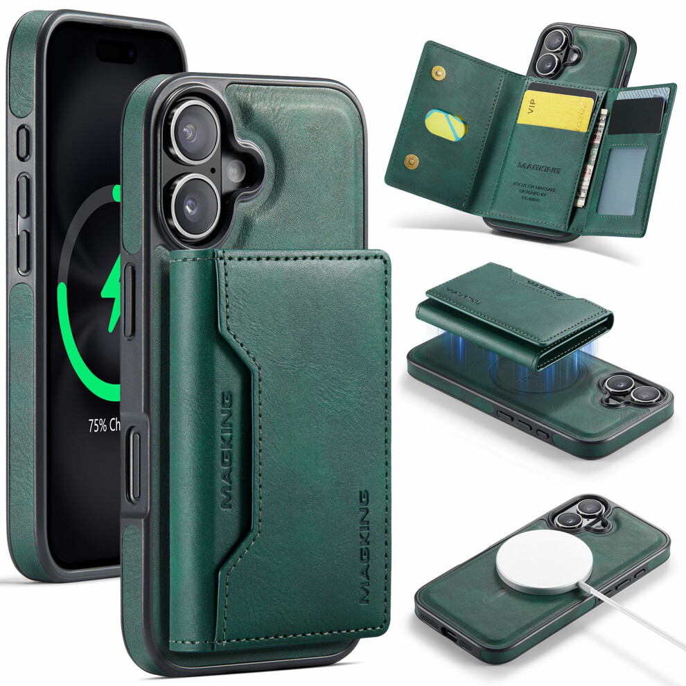 (Iphone 17, ) Magking K2 Series For Iphone 17 Case Compatible With Magsafe Pc+Tpu+Pu Phone Cover Green 6914287731646