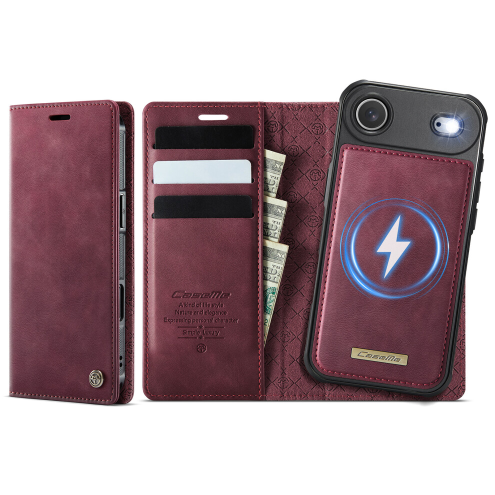 (Iphone Air, ) For Iphone Air Case Caseme C49 Compatible With Magsafe Rfid Blocking Detachable Wallet Leather Phone Cover Red 6914287029408