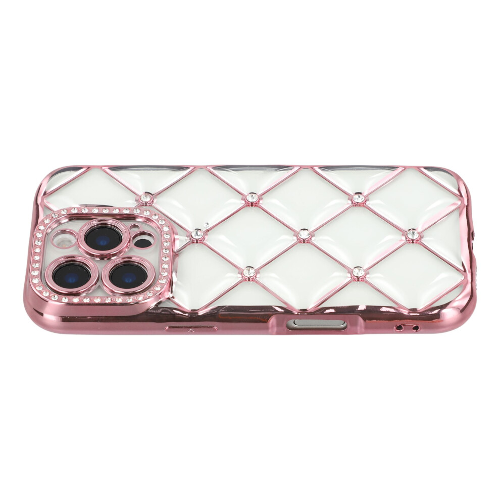 (Iphone 16 Pro, Rose ) For Iphone 16 Pro Case Rhinestone Decor Electroplating Tpu Phone Cover Gold 6914283009183
