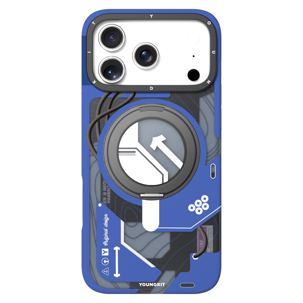 (Iphone 17 Pro Max, ) Youngkit For Iphone 17 Pro Max Magnetic Case Rotating Kickstand Imd Tpu Phone Cover Blue 6914288406598