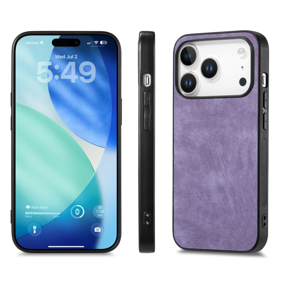 (Iphone 17 Pro, ) For Iphone 17 Pro Case Shockproof Slim Retro Leather Phone Back Cover Purple 6914285134975