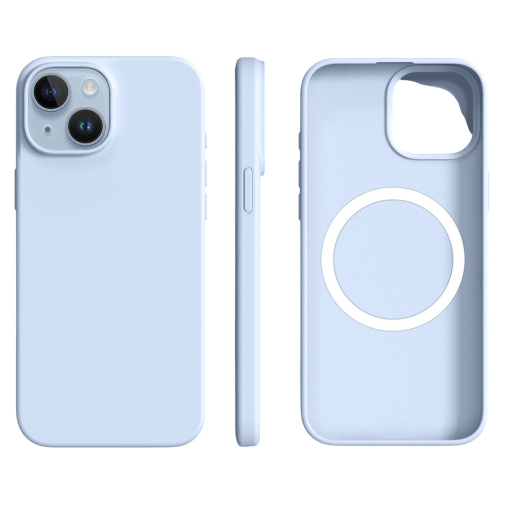 (Iphone 15, Cloud ) For Iphone 15 Case Compatible With Magsafe Ultra Thin Liquid Silicone+Pc Phone Cover Blue 6914287392052