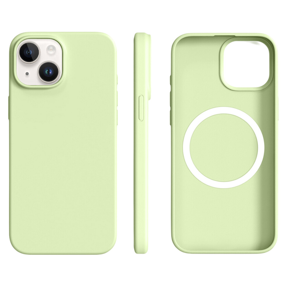 (Iphone 14, Avocado ) For Iphone 14/13 Case Compatible With Magsafe Ultra Thin Liquid Silicone+Pc Phone Cover Green 6914283045181