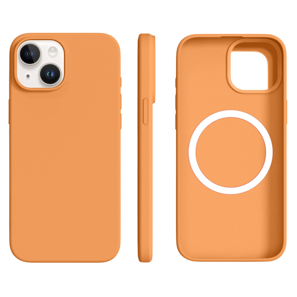 (Iphone 14, Sunset ) For Iphone 14/13 Case Compatible With Magsafe Ultra Thin Liquid Silicone+Pc Phone Cover Orange 6914285440205